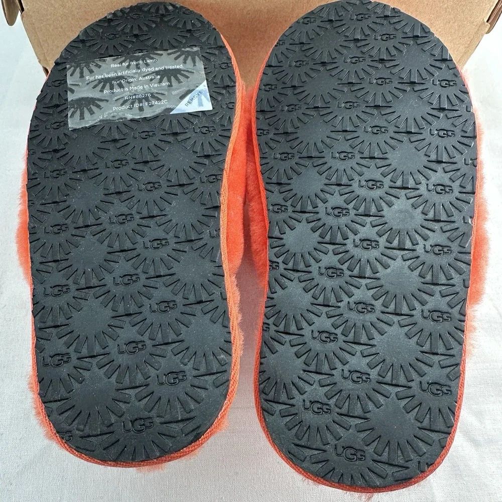 UGG Toddler Girls Fluff Yeah Slide Slippers Size 11T Hong Orange New w/ Box